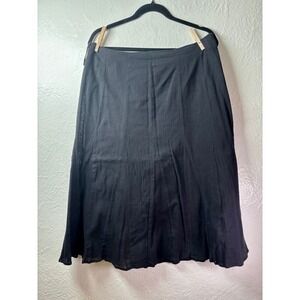 Black Midi Skirt Women's Size 10 Pleated 100% Cotton A-Line Flare Goth Witch